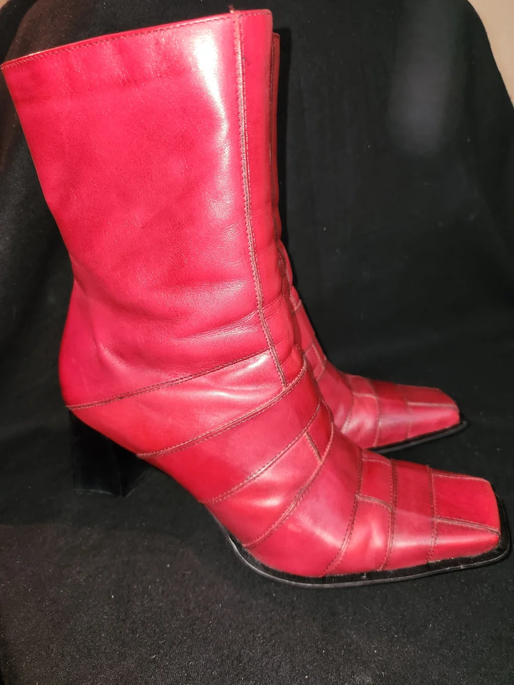 Bakers Red Leather Mid-Calf Men's Boots with Square Toe #443